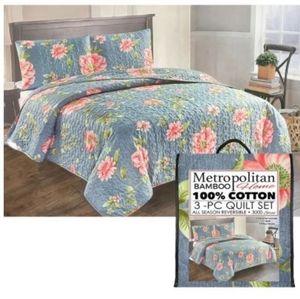 Metropolitan Bamboo 3 Piece Quilt Set - Queen